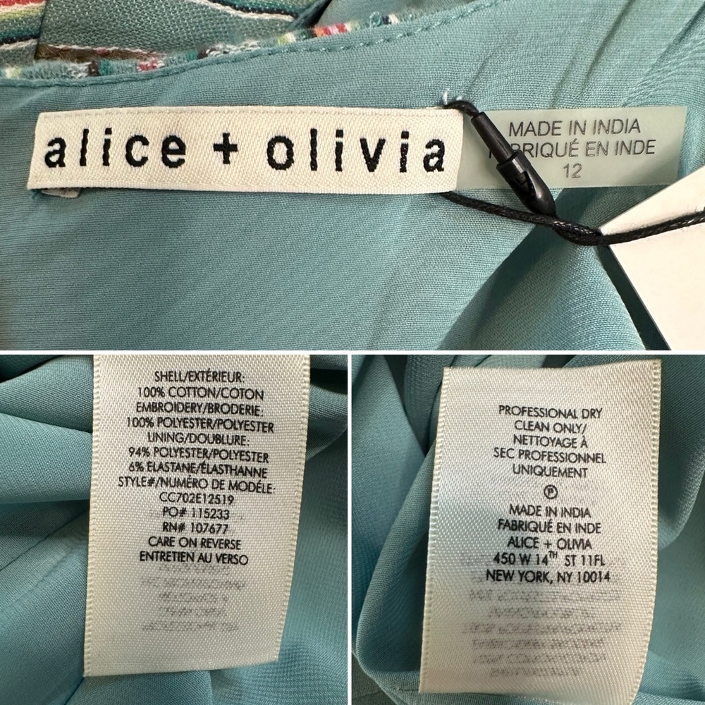 Alice + Olivia Beaded Ikat Stripe Shift Dress Southwest Boho Blue Multi NWT 12 - Picture 6 of 13